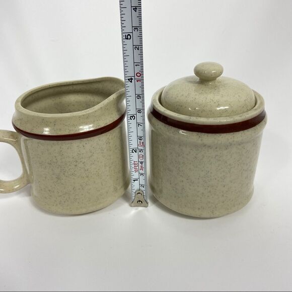 Vintage stoneware cream sugar set. MCM Scandinavian style. - Picture 5 of 10